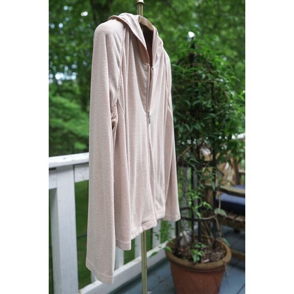 Vintage 90s Talbots Tan Hooded Zip Up Sweatshirt - Picture 6 of 7